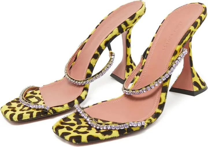 Pre-Owned 100mm Leopard-Print Embellished Sandals - Image 3