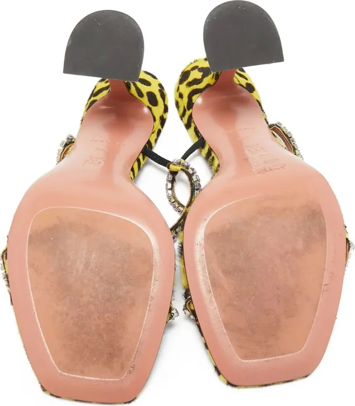 Pre-Owned 100mm Leopard-Print Embellished Sandals - Image 5
