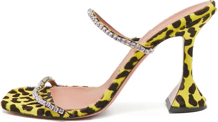 Pre-Owned 100mm Leopard-Print Embellished Sandals