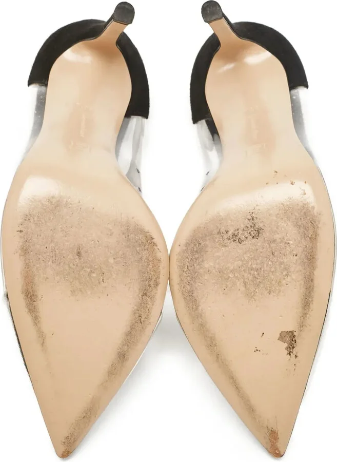 Pre-Owned 100mm Metallic-Leather Pointed-Toe Pumps - Image 4