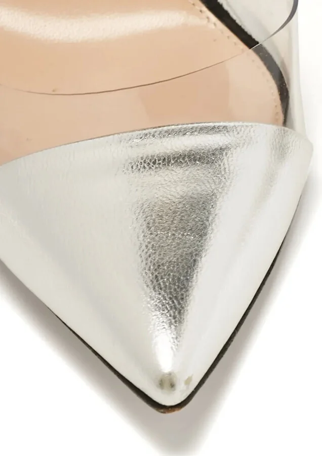 Pre-Owned 100mm Metallic-Leather Pointed-Toe Pumps - Image 5