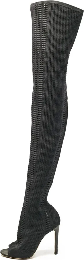 Pre-Owned 100mm Open-Toe Over-The-Knee Boots