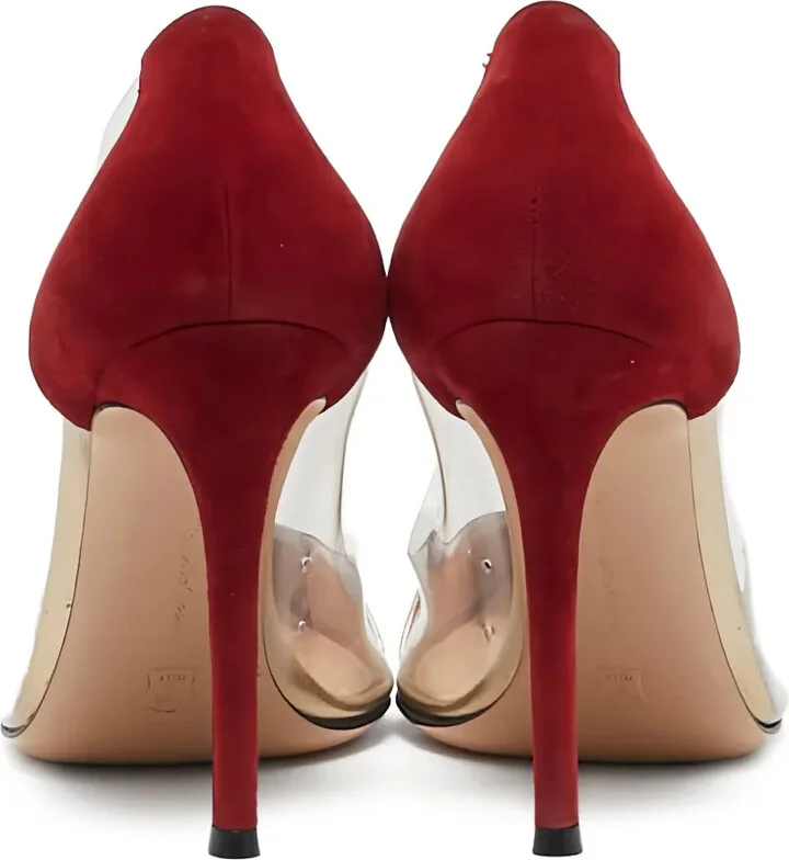 pre-owned 100mm Plexi clear-panel suede pumps - Image 3
