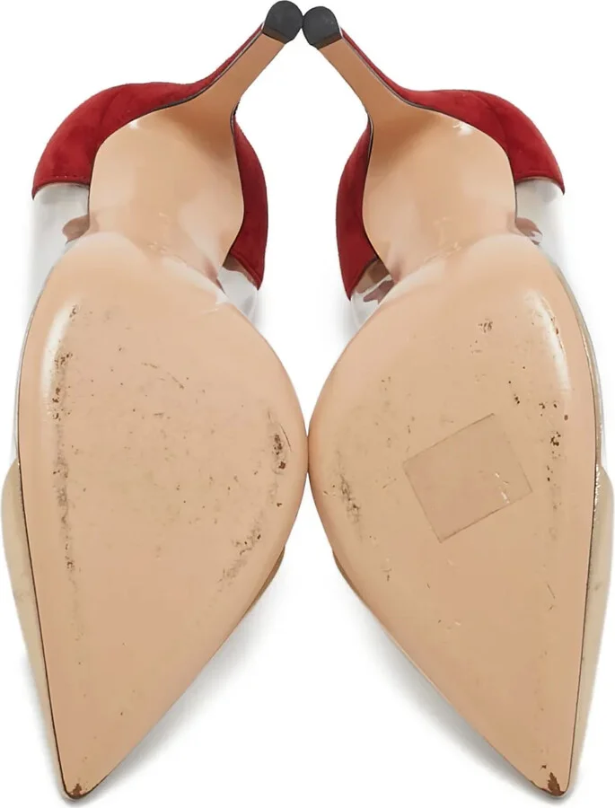 pre-owned 100mm Plexi clear-panel suede pumps - Image 4