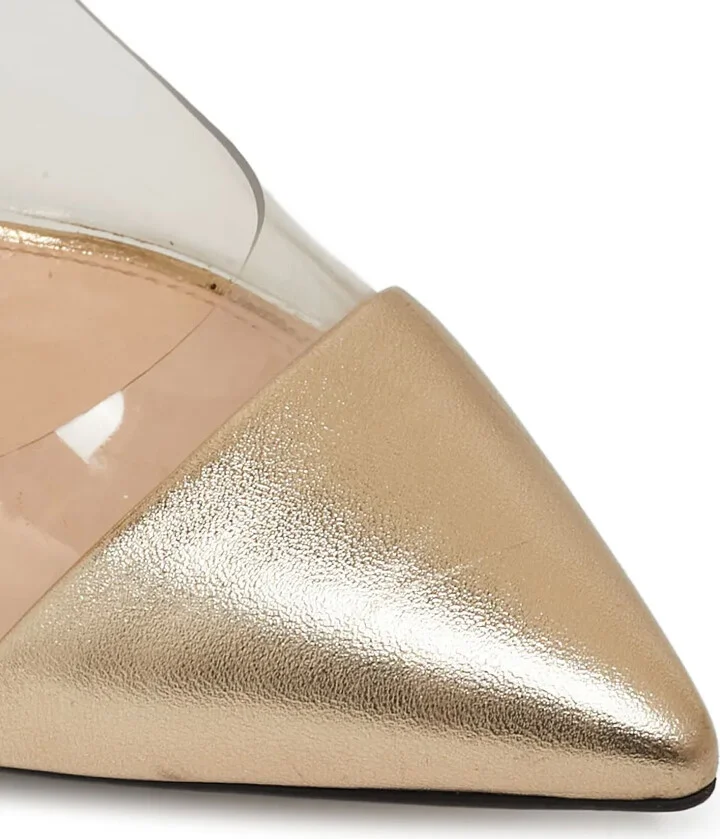 pre-owned 100mm Plexi clear-panel suede pumps - Image 5