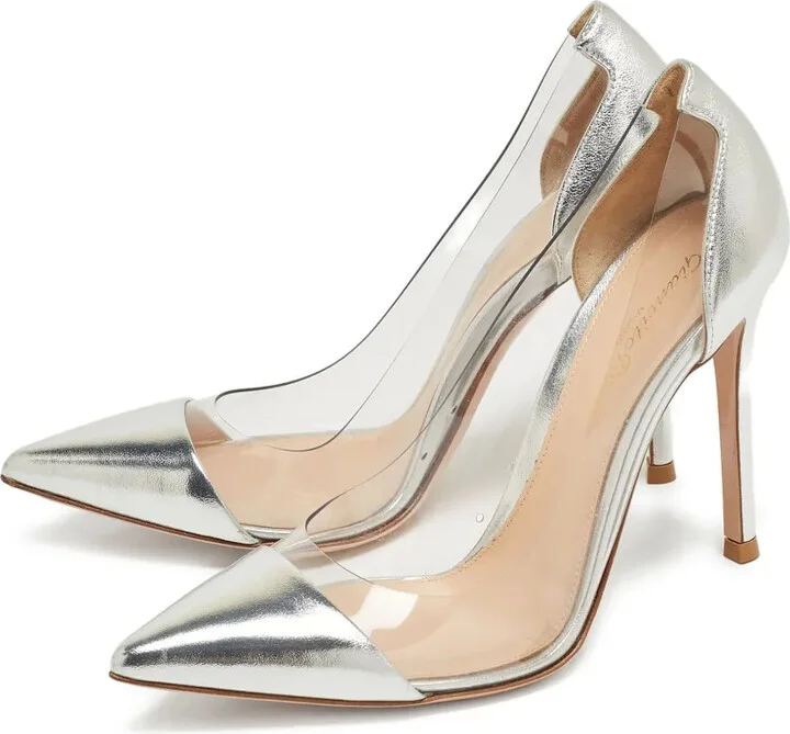 pre-owned 100mm Plexi metallic-effect pointed-toe pumps - Image 3