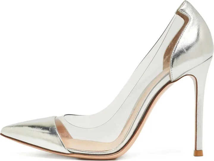 pre-owned 100mm Plexi metallic-effect pointed-toe pumps