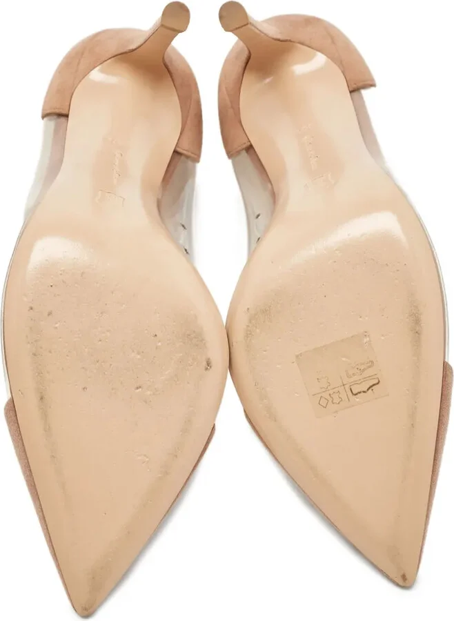 pre-owned 100mm Plexi transparent-panel suede pumps - Image 5