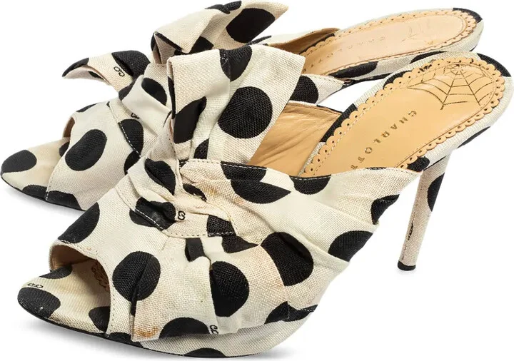 Pre-owned 100mm polka-dot bow sandals - Image 3