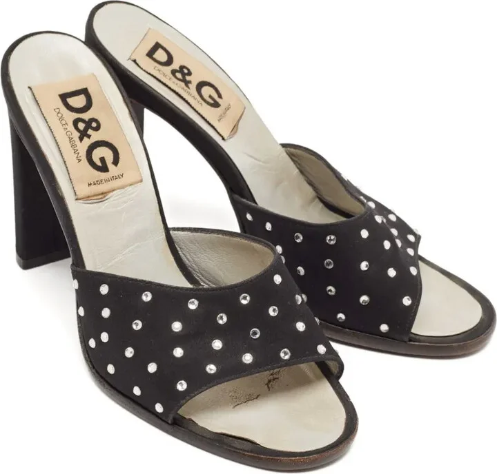 Pre-Owned 100mm Rhinestone-Embellished Block-Heel Sandals - Image 3