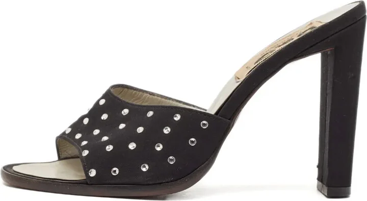Pre-Owned 100mm Rhinestone-Embellished Block-Heel Sandals