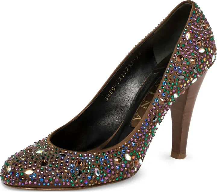 Pre-Owned 100mm Round-Toe Crystal-Embellishments Pumps - Image 2