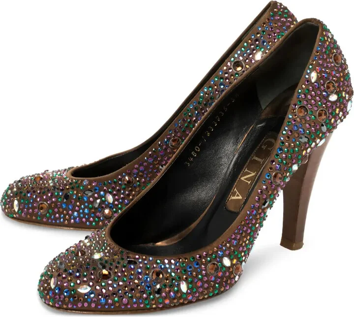 Pre-Owned 100mm Round-Toe Crystal-Embellishments Pumps - Image 3