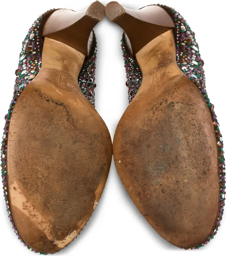 Pre-Owned 100mm Round-Toe Crystal-Embellishments Pumps - Image 5