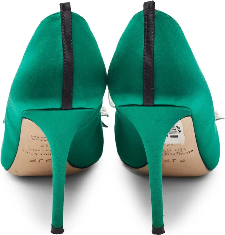 Pre-owned 100mm satin pumps - Image 3