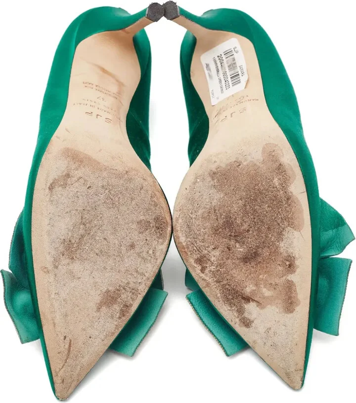 Pre-owned 100mm satin pumps - Image 4