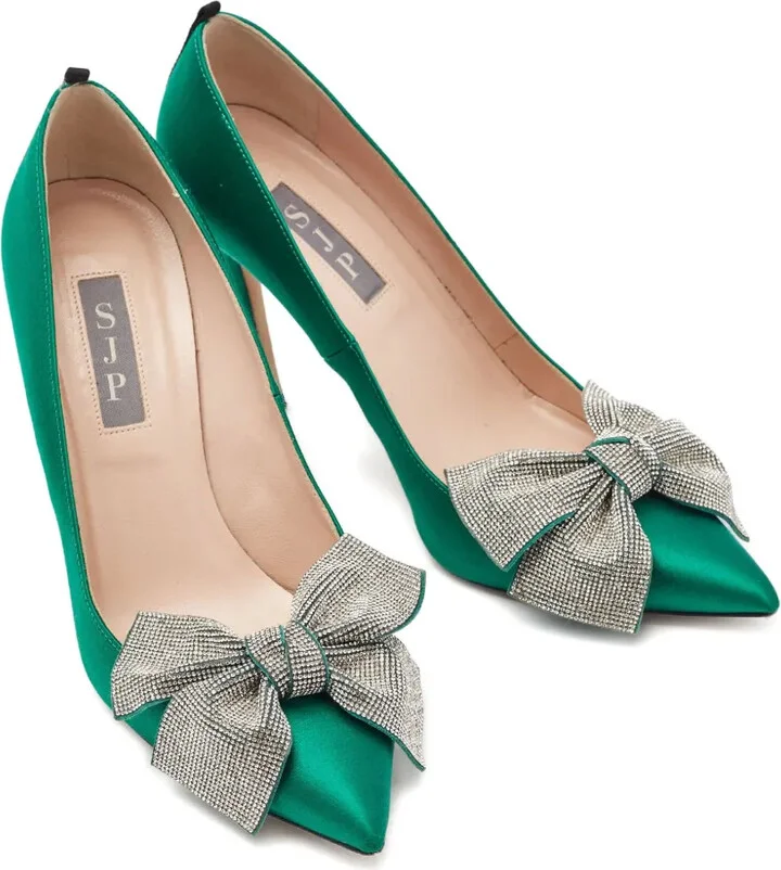 Pre-owned 100mm satin pumps - Image 5
