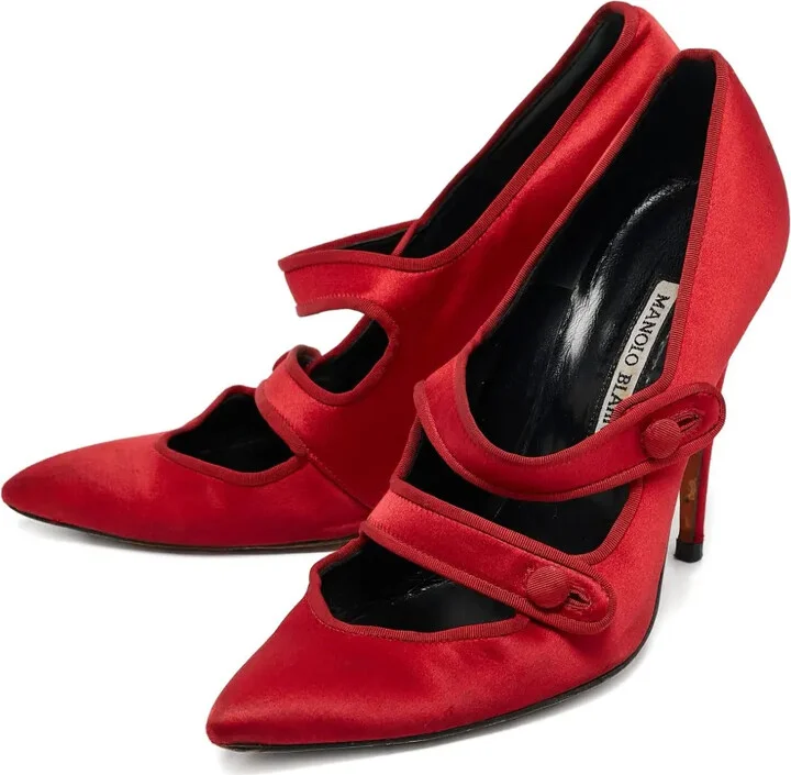 Pre-Owned 100mm Satin Pumps - Image 2