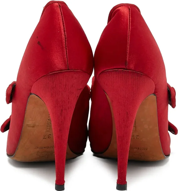 Pre-Owned 100mm Satin Pumps - Image 3