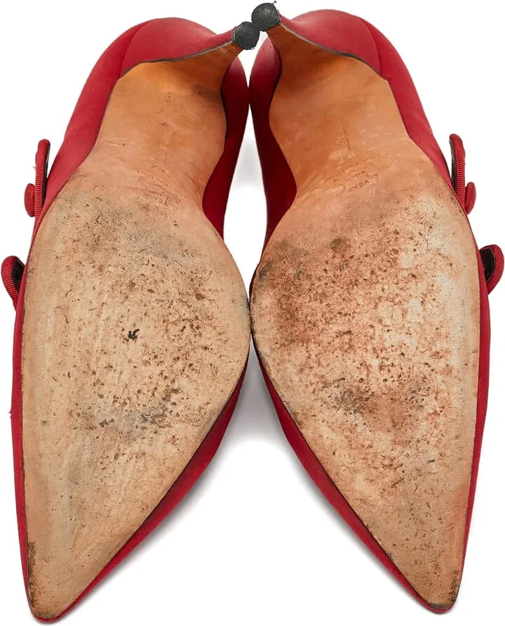 Pre-Owned 100mm Satin Pumps - Image 4