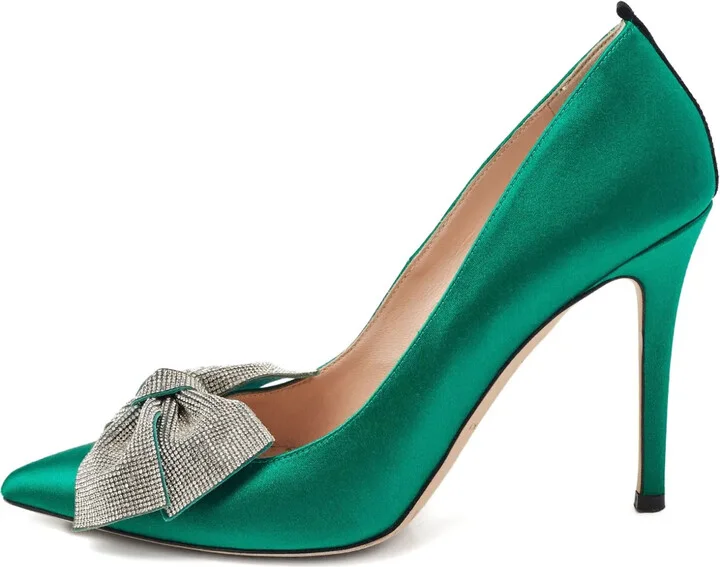 Pre-owned 100mm satin pumps
