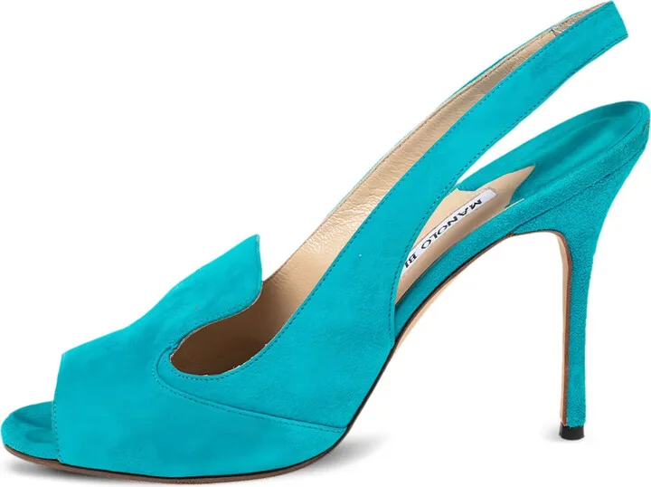 Pre-owned 100mm slingback peep-toe sandals