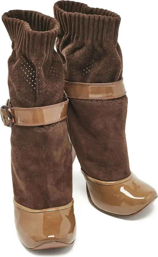 pre-owned 100mm Sock suede ankle boots - Image 2