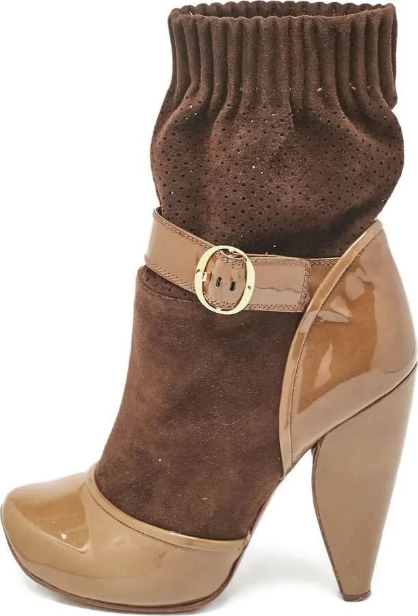 pre-owned 100mm Sock suede ankle boots