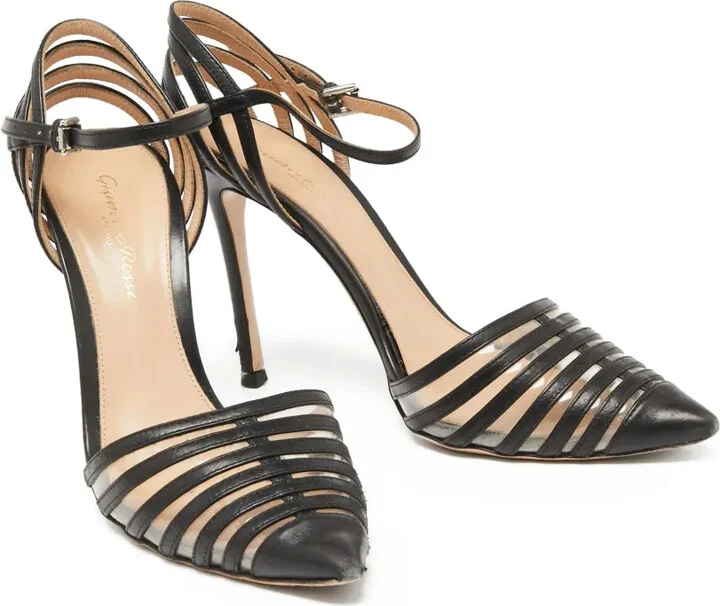 Pre-owned 100mm strappy leather pumps - Image 3