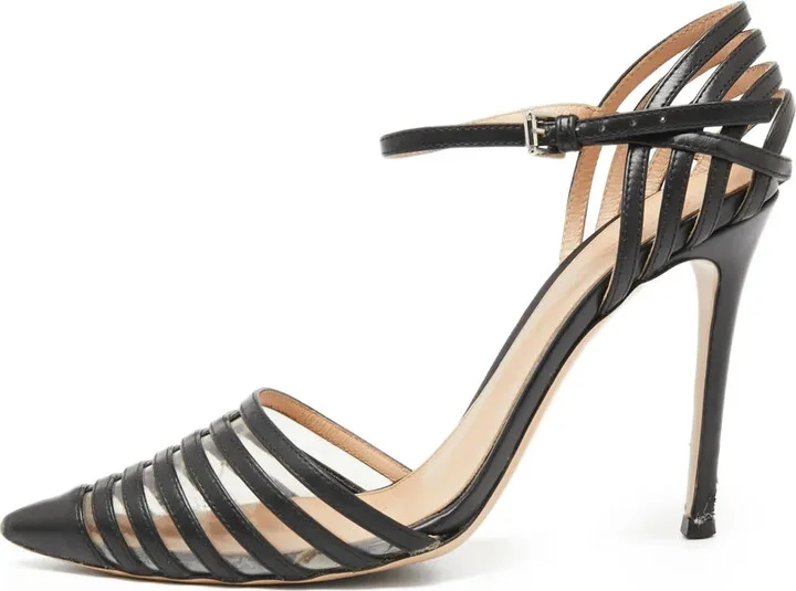 Pre-owned 100mm strappy leather pumps