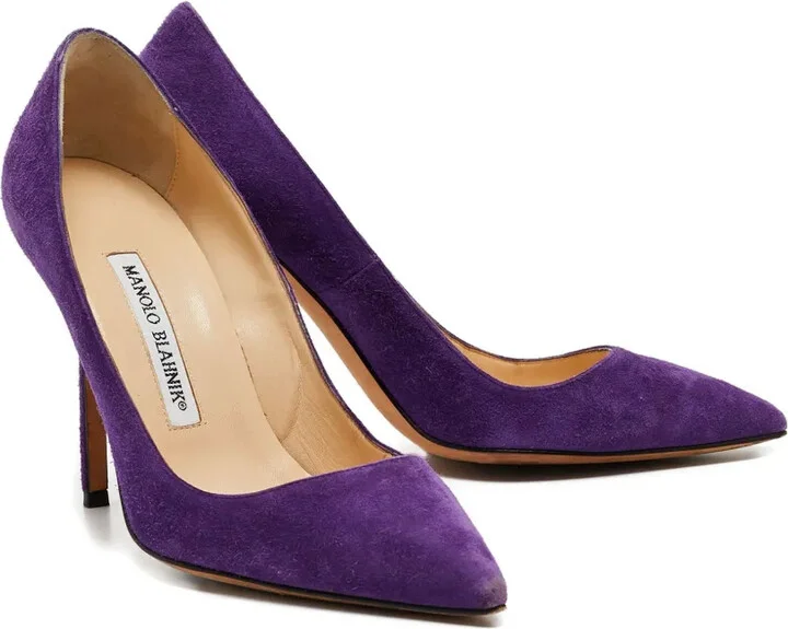 Pre-owned 100mm suede pumps - Image 5