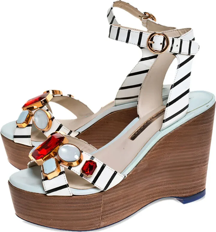 pre-owned 100mm Suki Gem wedge sandals - Image 3