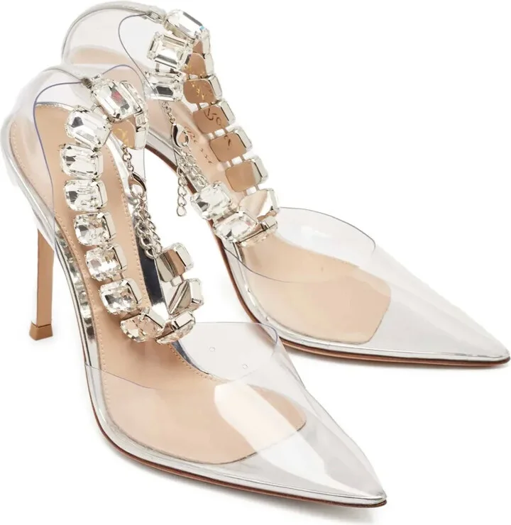 Pre-Owned 100mm Transparent Embellished Pumps - Image 2