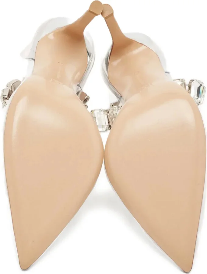 Pre-Owned 100mm Transparent Embellished Pumps - Image 5