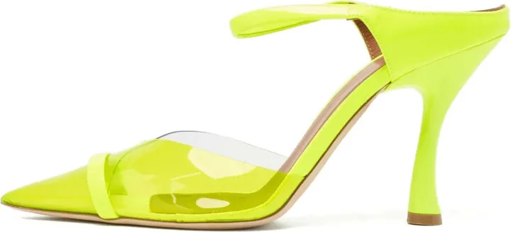 Pre-Owned 100mm Transparent-Panel Pointed Mules