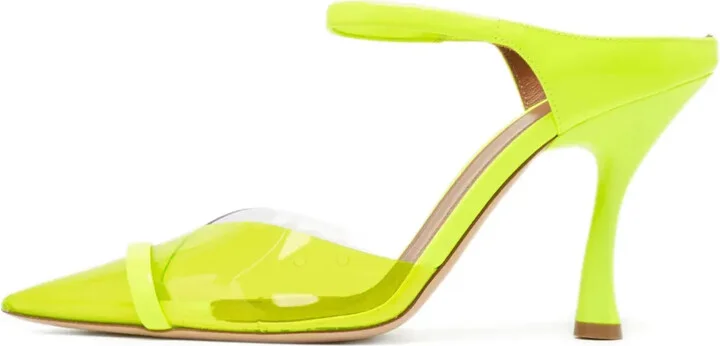 Pre-Owned 100mm Transparent Pointed-Toe Mules