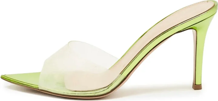 Pre-owned 100mm transparent pointed-toe sandals