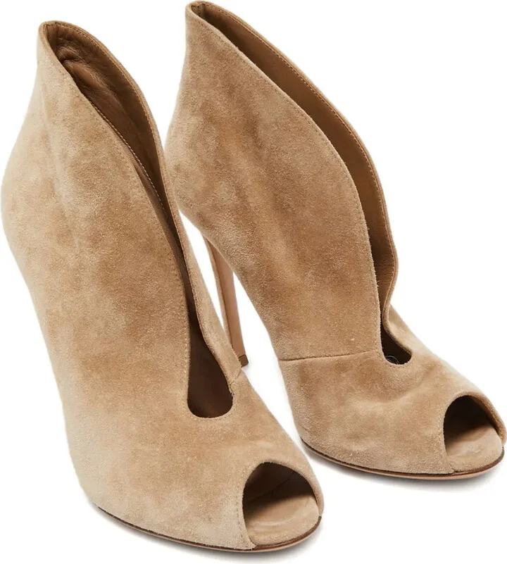 Pre-owned 100mm V-cut peep-toe boots - Image 2