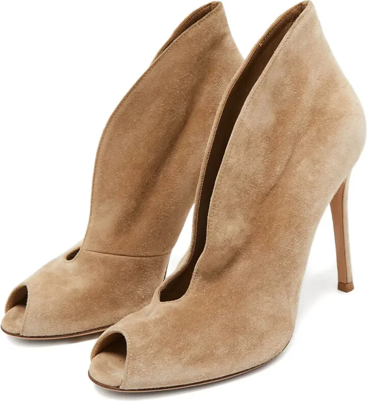 Pre-owned 100mm V-cut peep-toe boots - Image 3
