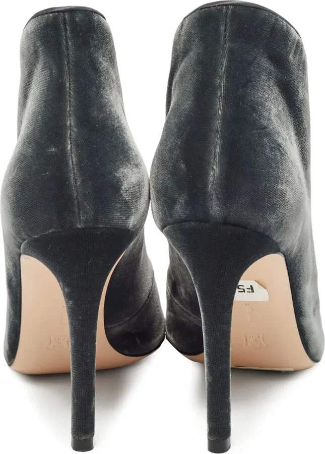 Pre-owned 100mm velvet peep-toe pumps - Image 3