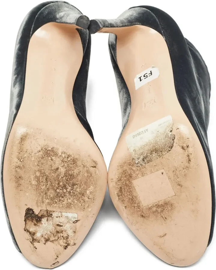 Pre-owned 100mm velvet peep-toe pumps - Image 4