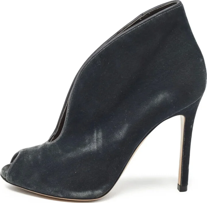 Pre-owned 100mm velvet peep-toe pumps