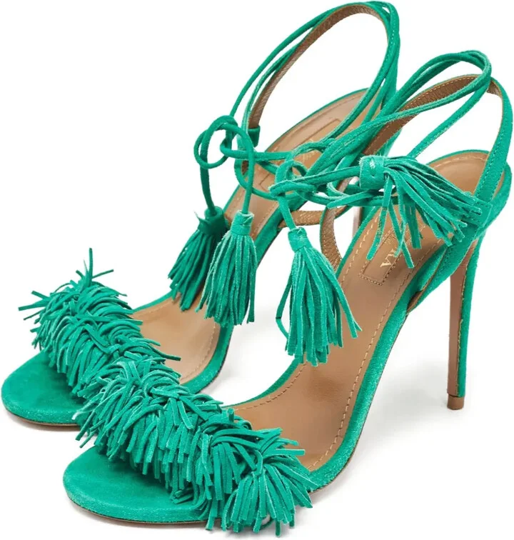 pre-owned 105mm Capri fringed stiletto sandals - Image 4
