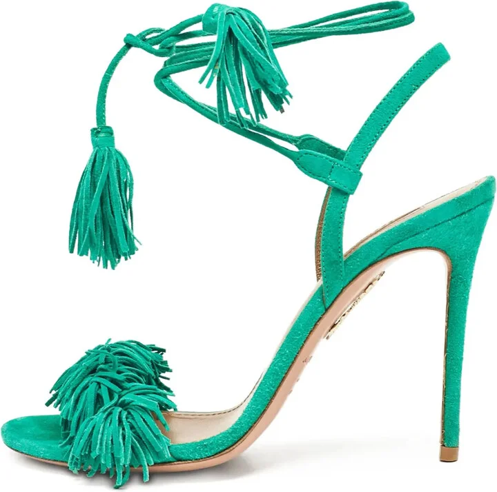 pre-owned 105mm Capri fringed stiletto sandals