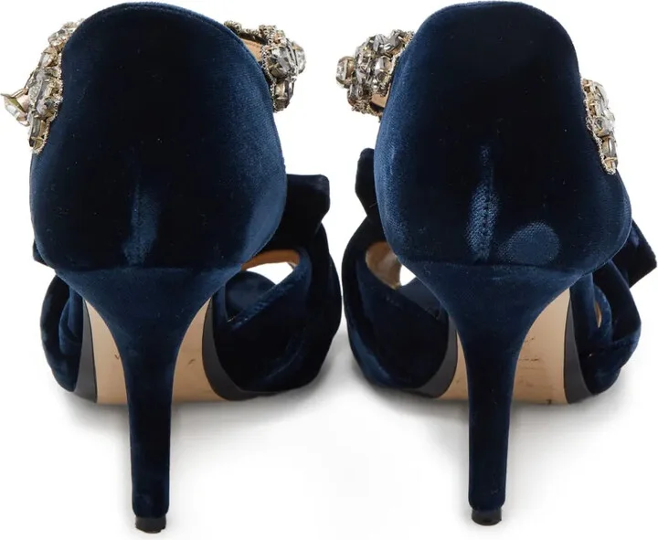 Pre-Owned 105mm Crystal-Embellished Velvet Sandals - Image 4
