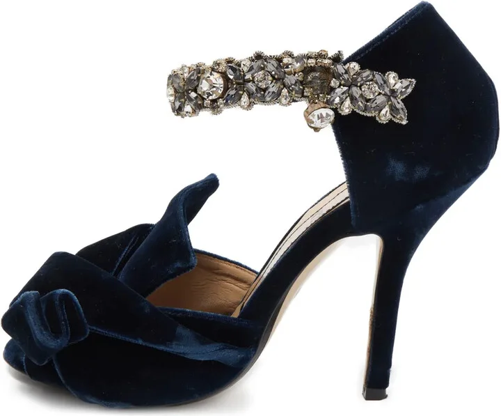 Pre-Owned 105mm Crystal-Embellished Velvet Sandals