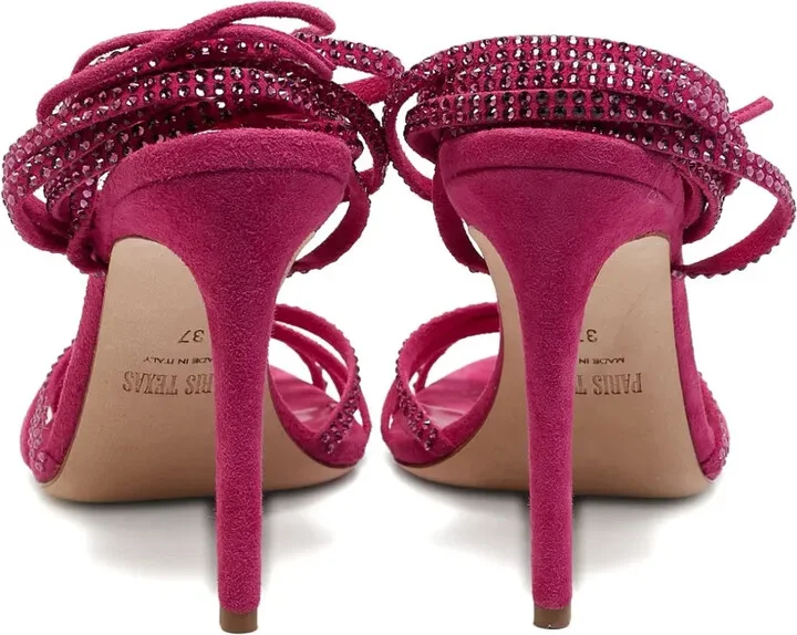 Pre-Owned 105mm Crystal Embellishment Suede Sandals - Image 3