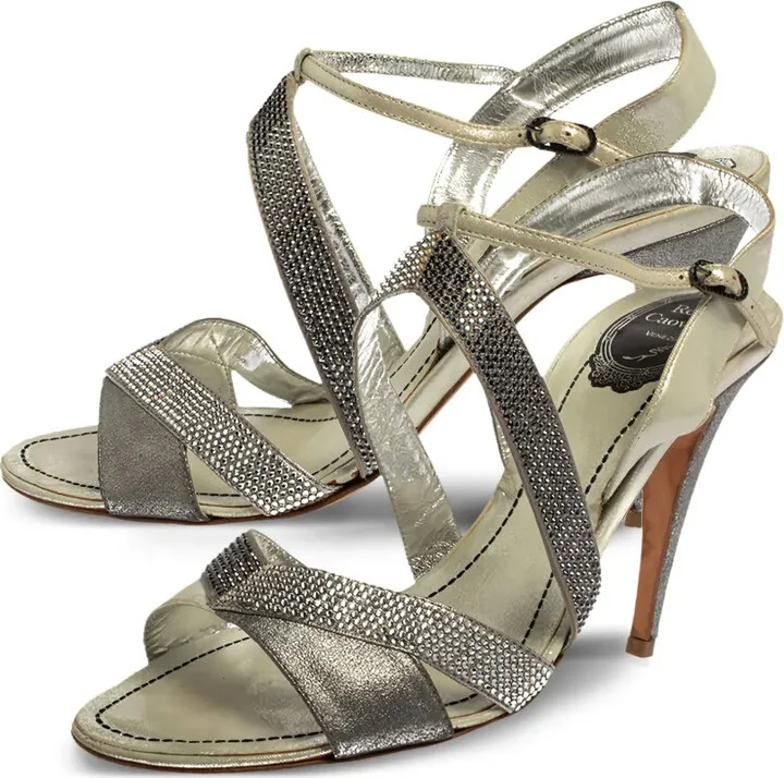 Pre-Owned 105mm Crystal-Emebllished Sandals - Image 3