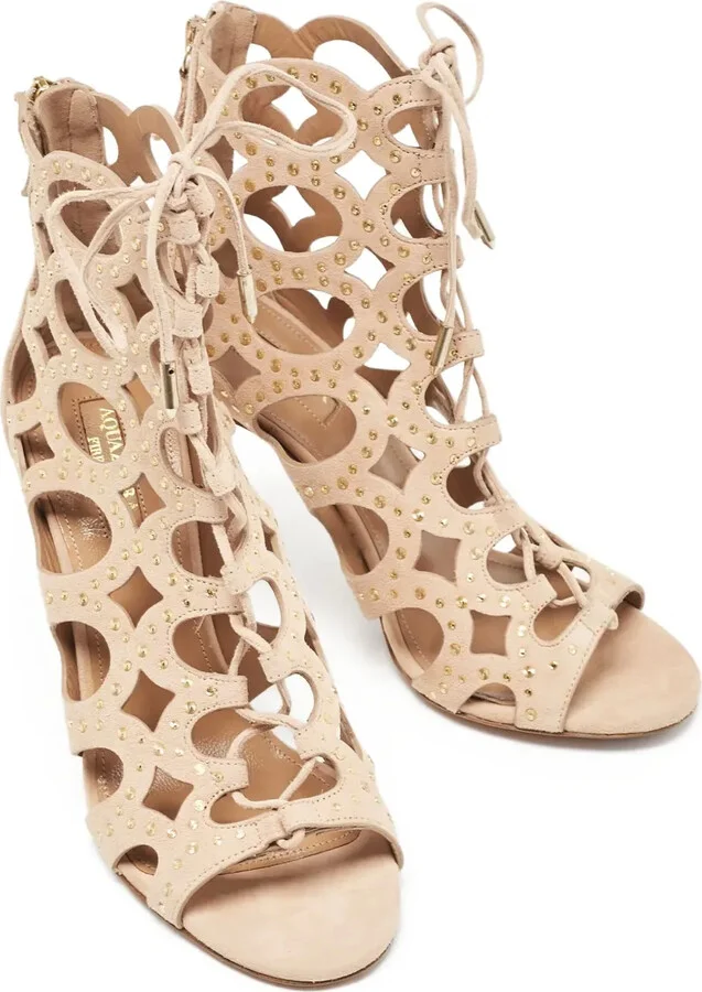 Pre-Owned 105mm Cut-Out Embellished Ankle Boots - Image 2