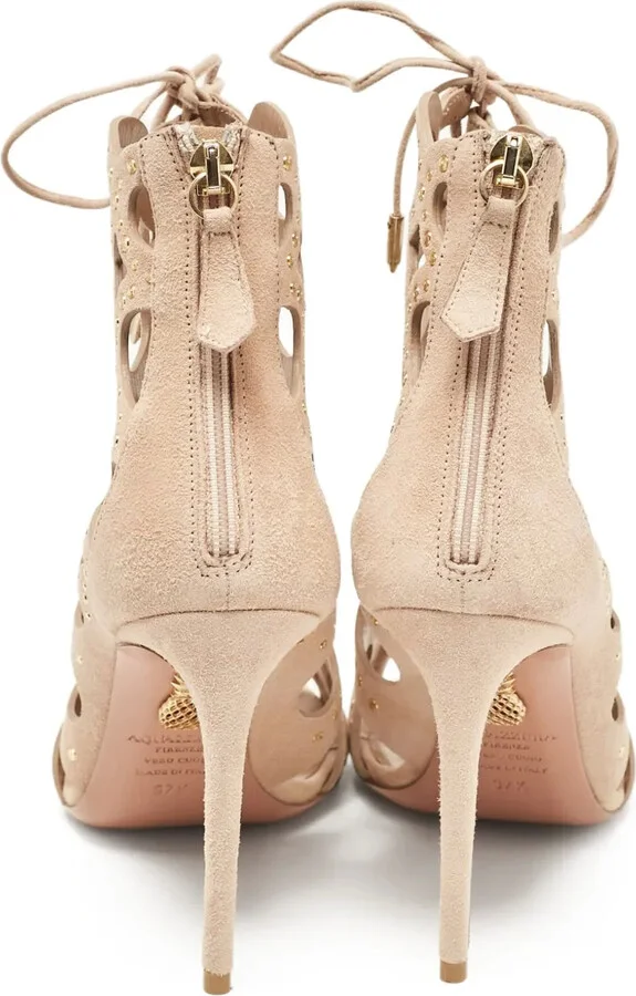 Pre-Owned 105mm Cut-Out Embellished Ankle Boots - Image 4